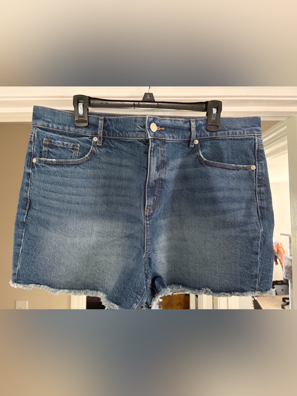 LOFT Women’s Blue Denim Jeans Shorts - Casual Frayed Hem